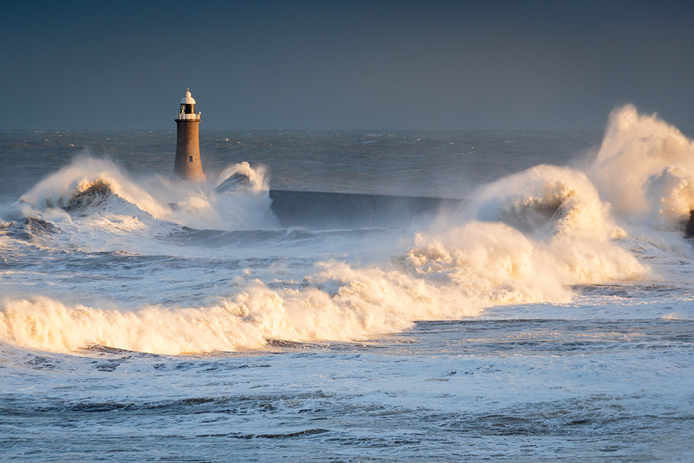 Tynemouth Lighthouse Stormy Waves