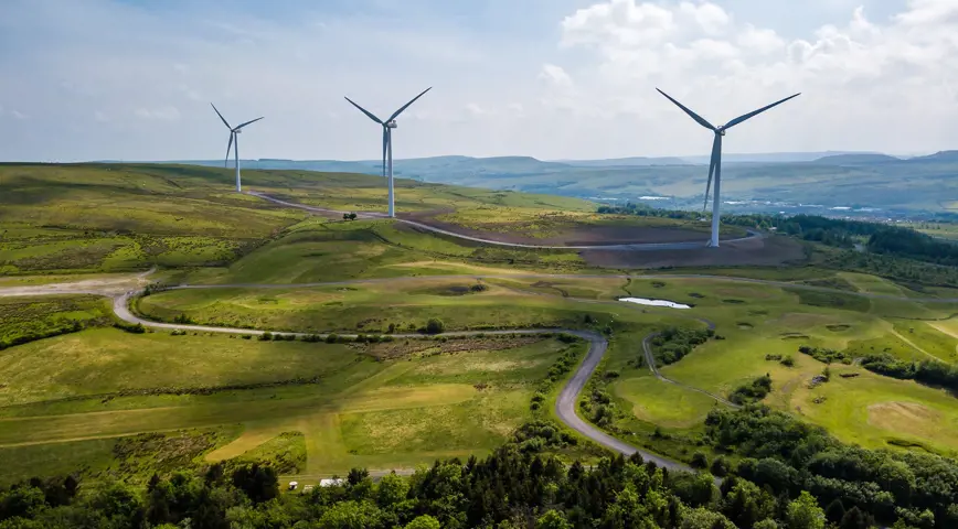 Onshore Wind Hillside In Wales
